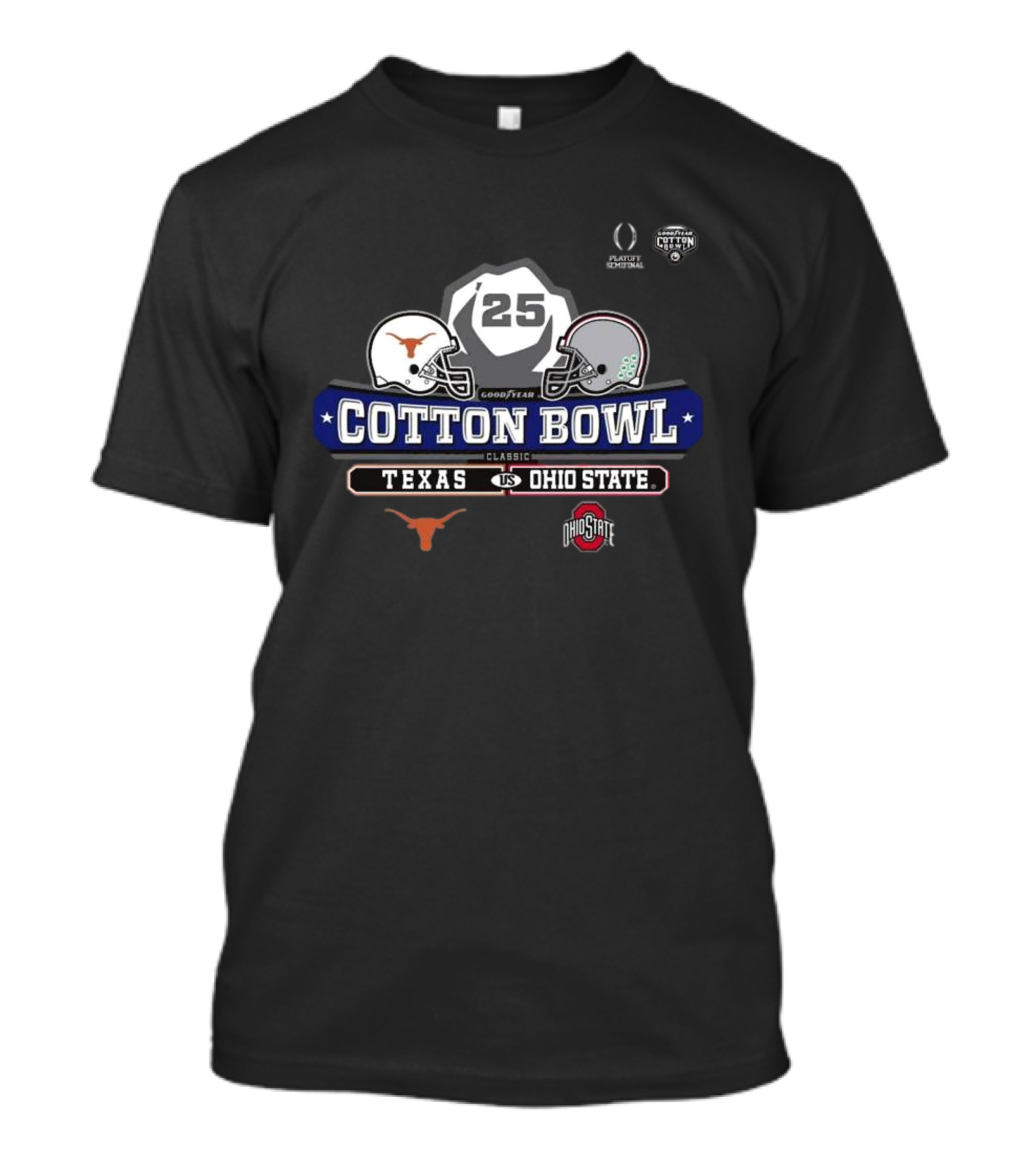 Goodyear Cotton Bowl Classic 2025 Texas Vs Ohio State Helmet T-Shirt