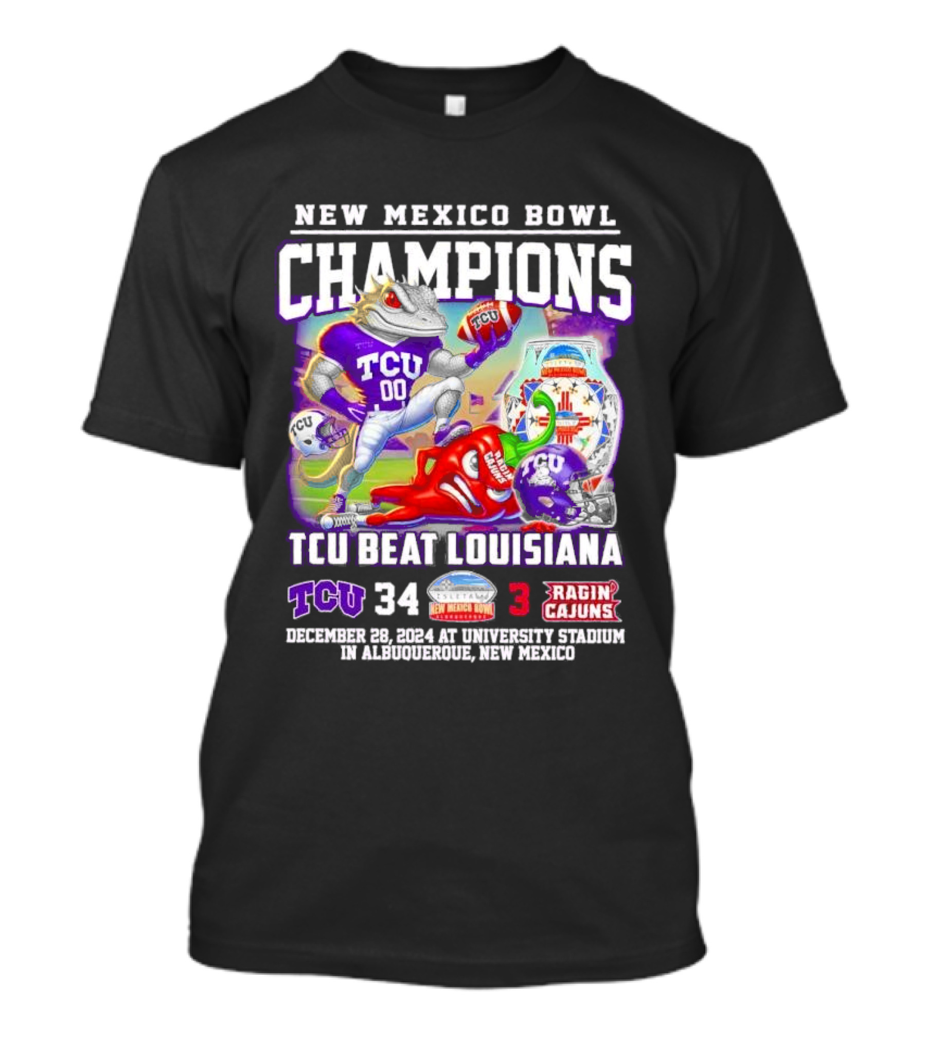New Mexico Bowl Champions TCU Beat Louisiana 34 3 December 28 2024 In Albuquerque T-Shirt