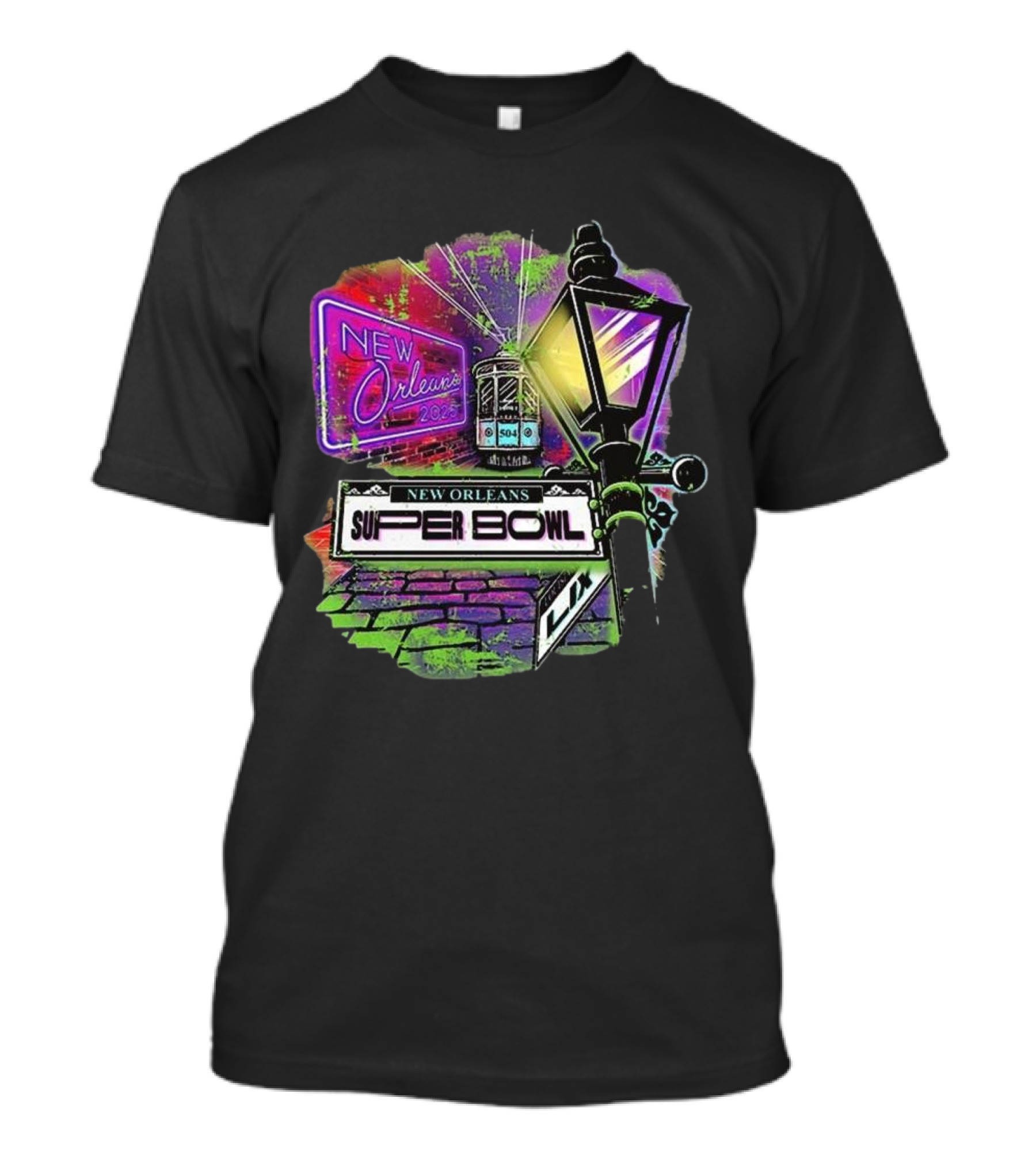 New Orleans 2025 Super Bowl LIX Colorful Street Sign T-Shirt