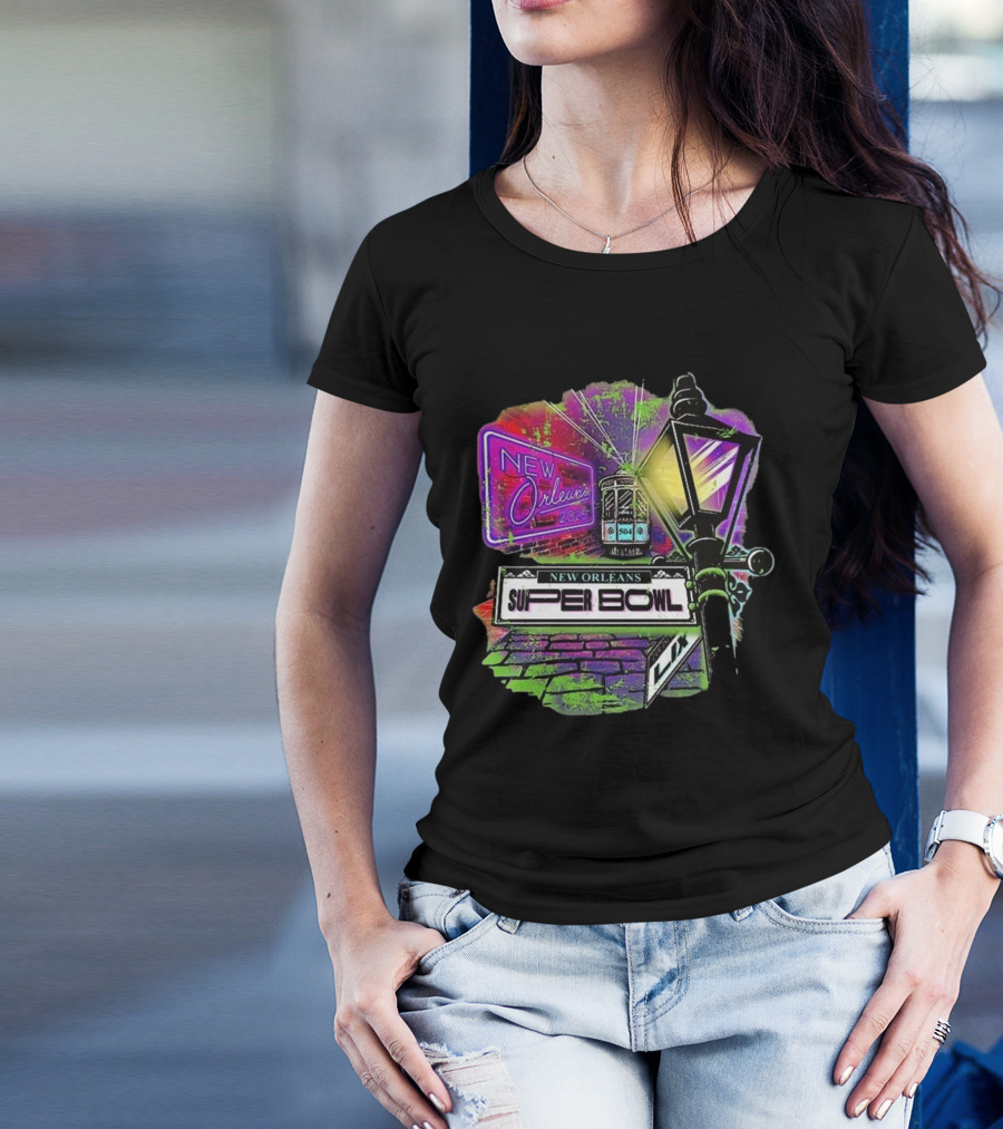 New Orleans 2025 Super Bowl LIX Colorful Street Sign T-Shirt
