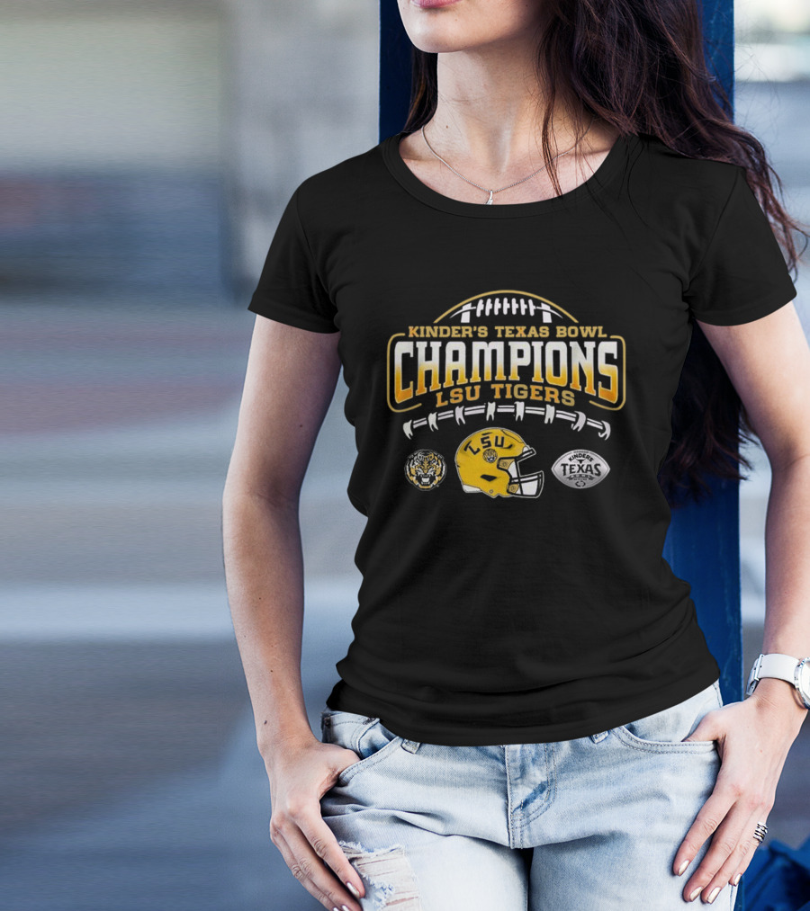 Kinder’s Texas Bowl Champions LSU Tigers Football Helmet Logo Tiger Emblem T-Shirt