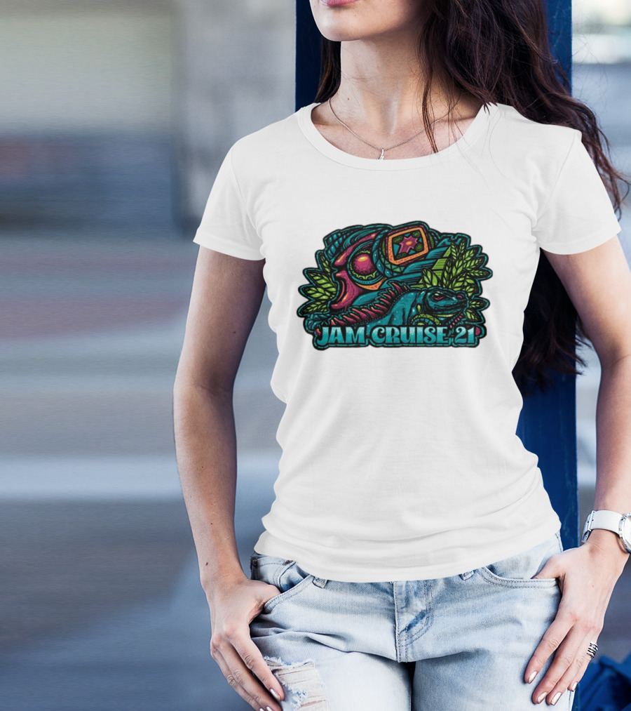 Jam Cruise 21 Jeff Wood 2025 Psychedelic Iguana And Space Elements T-Shirt