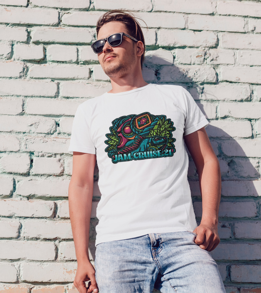 Jam Cruise 21 Jeff Wood 2025 Psychedelic Iguana And Space Elements T-Shirt