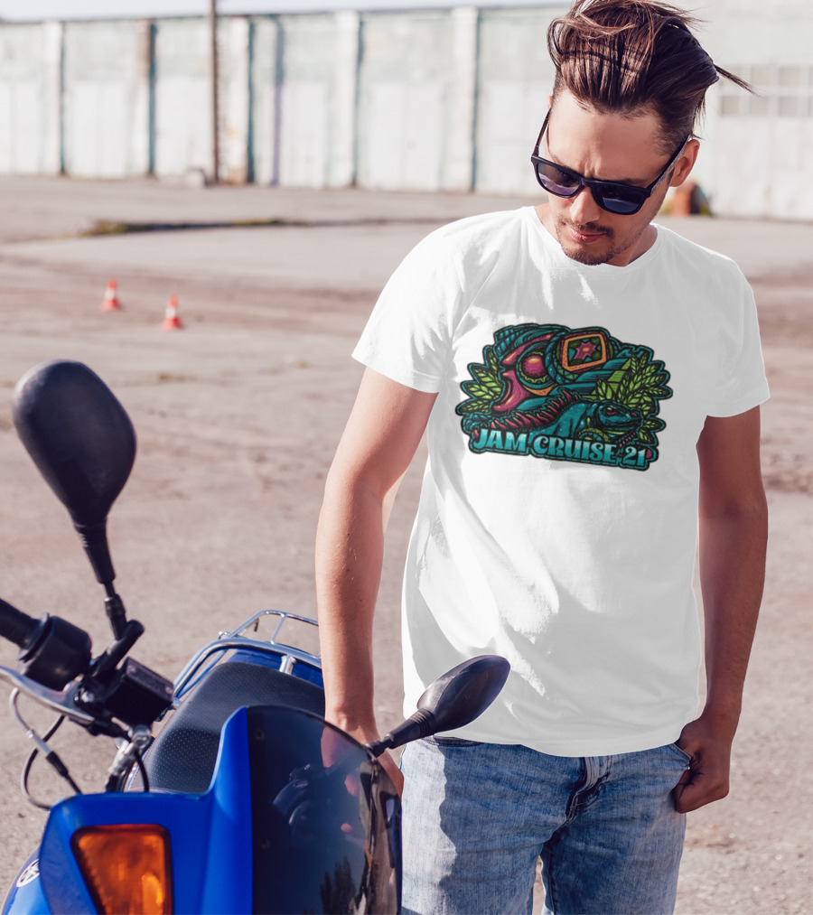 Jam Cruise 21 Jeff Wood 2025 Psychedelic Iguana And Space Elements T-Shirt