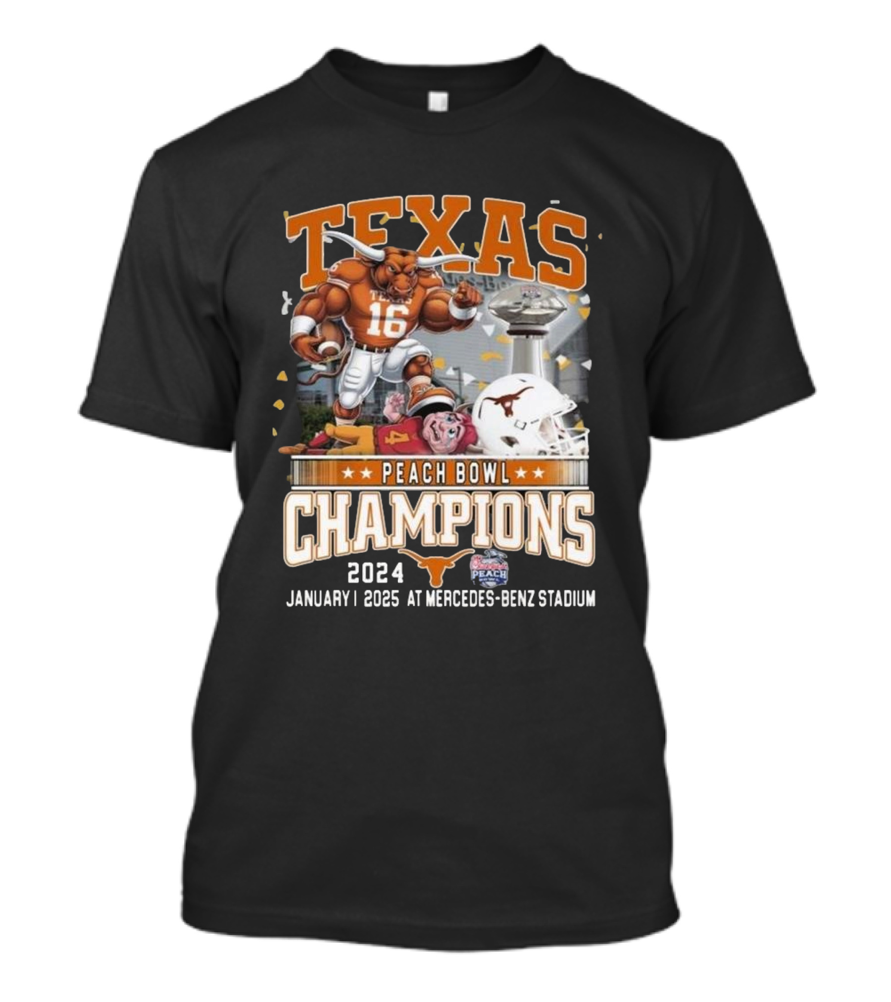 Texas Longhorns Peach Bowl 2024 Champions January 2025 At Mercedes-Benz Stadium T-Shirt