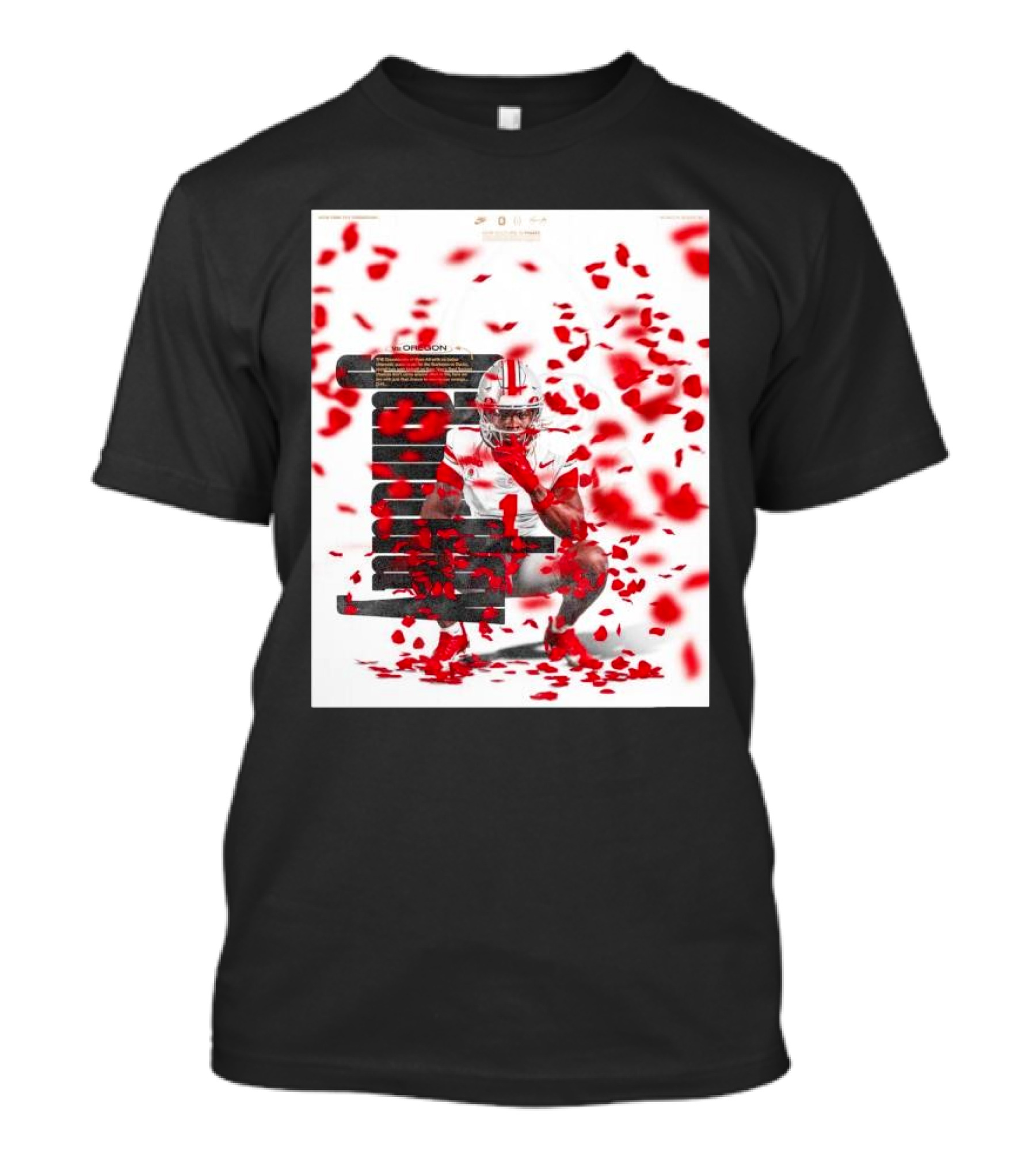 Rose Bowl Game Day Ohio State Buckeyes Vs Oregon Ducks Red Rose Petals Athlete Action T-Shirt