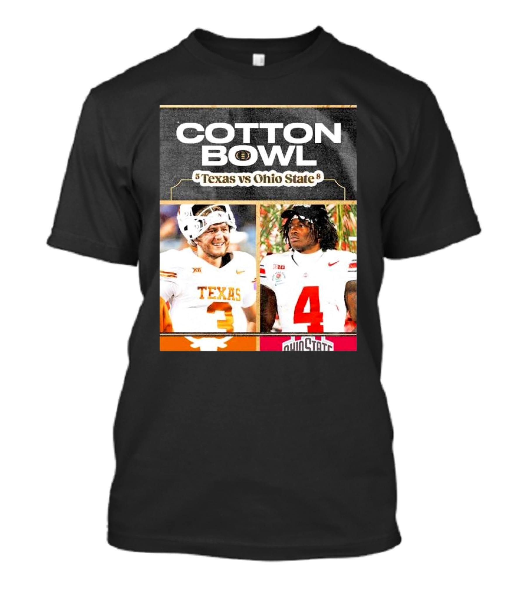 Cotton Bowl Texas Vs Ohio State Matchup Featuring Players Number 3 And 4 T-Shirt