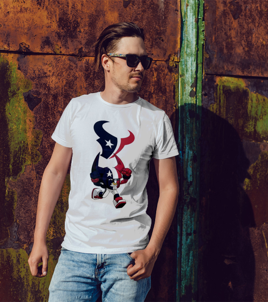 FL Rush Zone Houston Texans Cartoon Character 2025 Running Bull With Team Logo Star Helmet T-Shirt