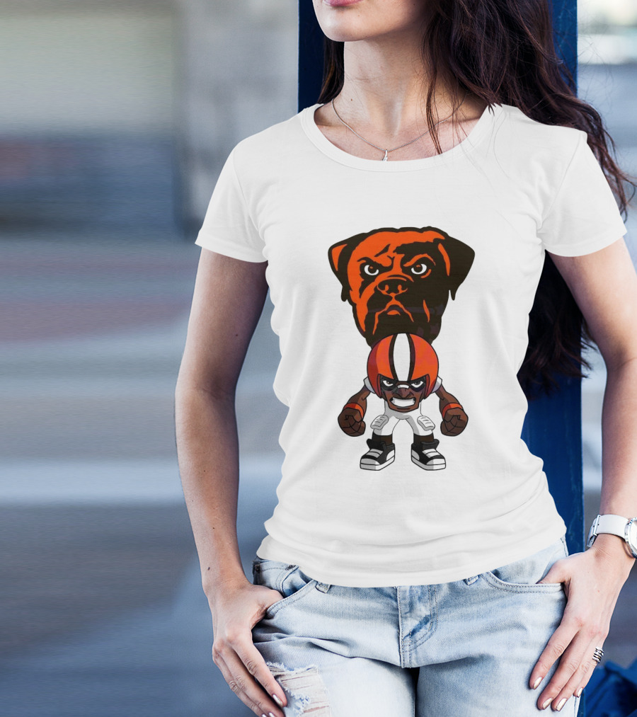 Cleveland Browns NFL Rush Zone Cartoon Character Dog 2025 T-Shirt