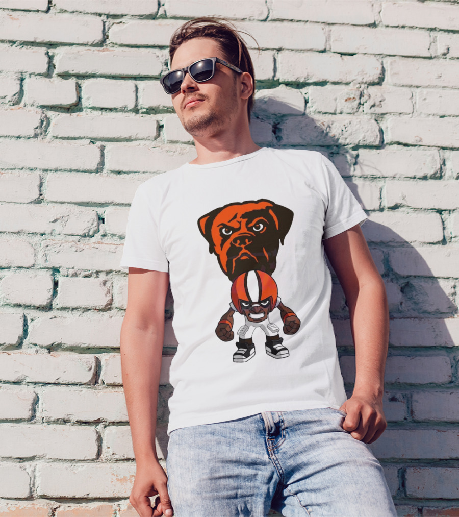Cleveland Browns NFL Rush Zone Cartoon Character Dog 2025 T-Shirt