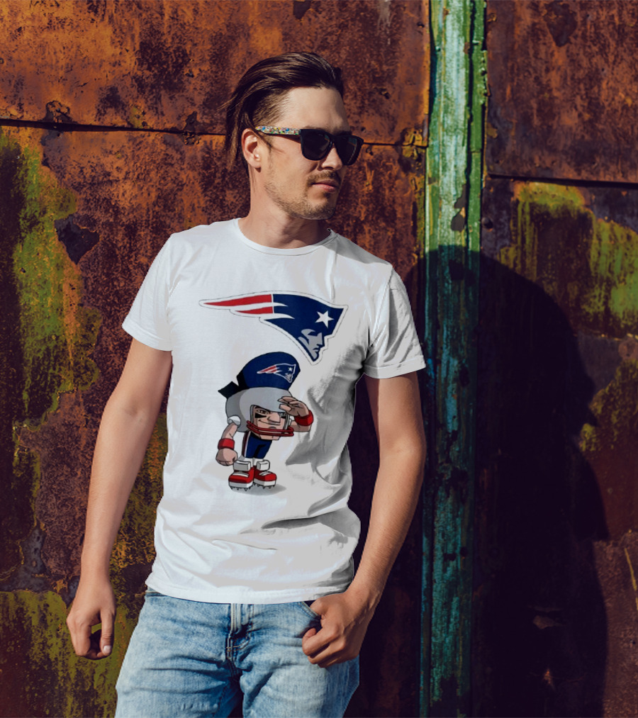 Rush Zone New England Patriots NFL Cartoon Character 2025 Saluting Player With Patriots T-Shirt