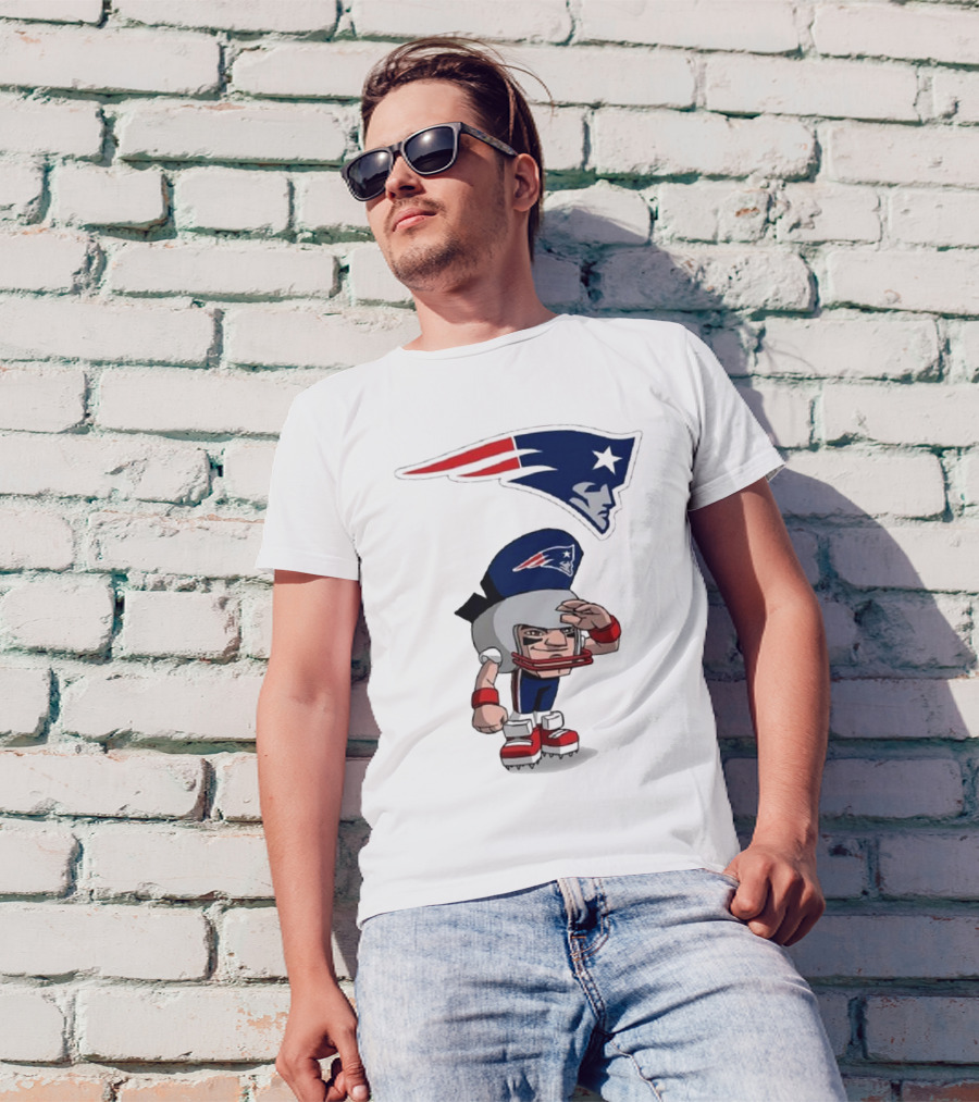 Rush Zone New England Patriots NFL Cartoon Character 2025 Saluting Player With Patriots T-Shirt