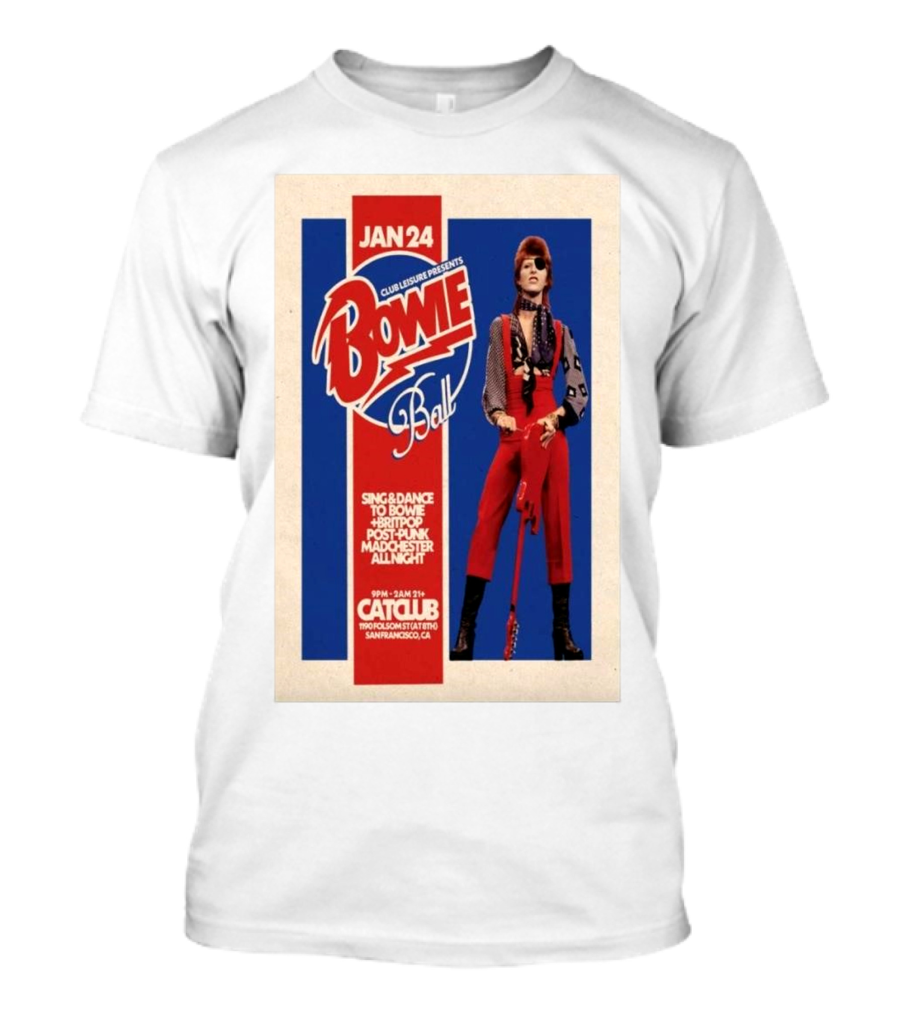 Club Leisure Presents Bowie Ball San Francisco Cat Club January 24 2025 T-Shirt