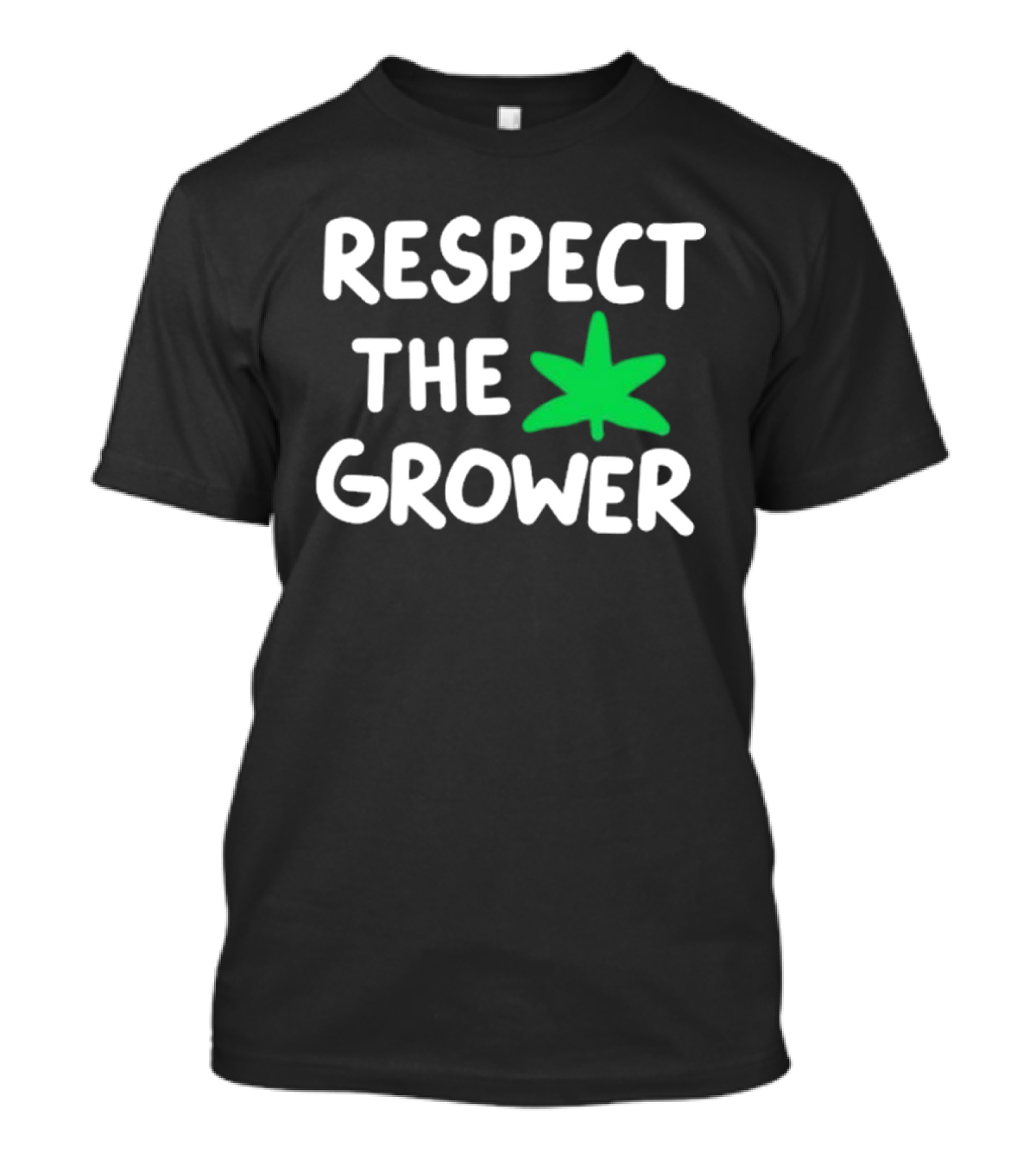Jeu Green Respect The Grower Cannabis Leaf T-Shirt