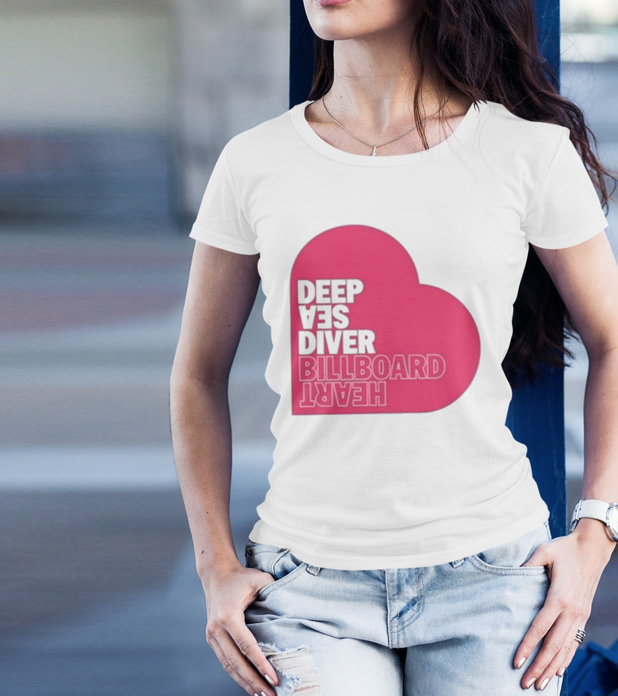 Deep Sea Diver Pink Billboard Heart T-Shirt