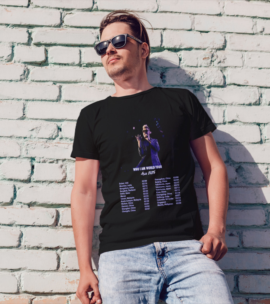 Nick Carter Who I Am World Tour Asia 2025 Concert Dates Dubai Mumbai Beijing Tokyo Manila T-Shirt