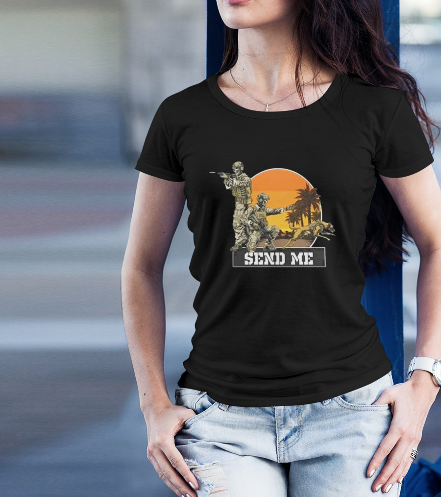 Was Dogs Association K9 Addicts Send Me Palm Trees Military Scene T-Shirt