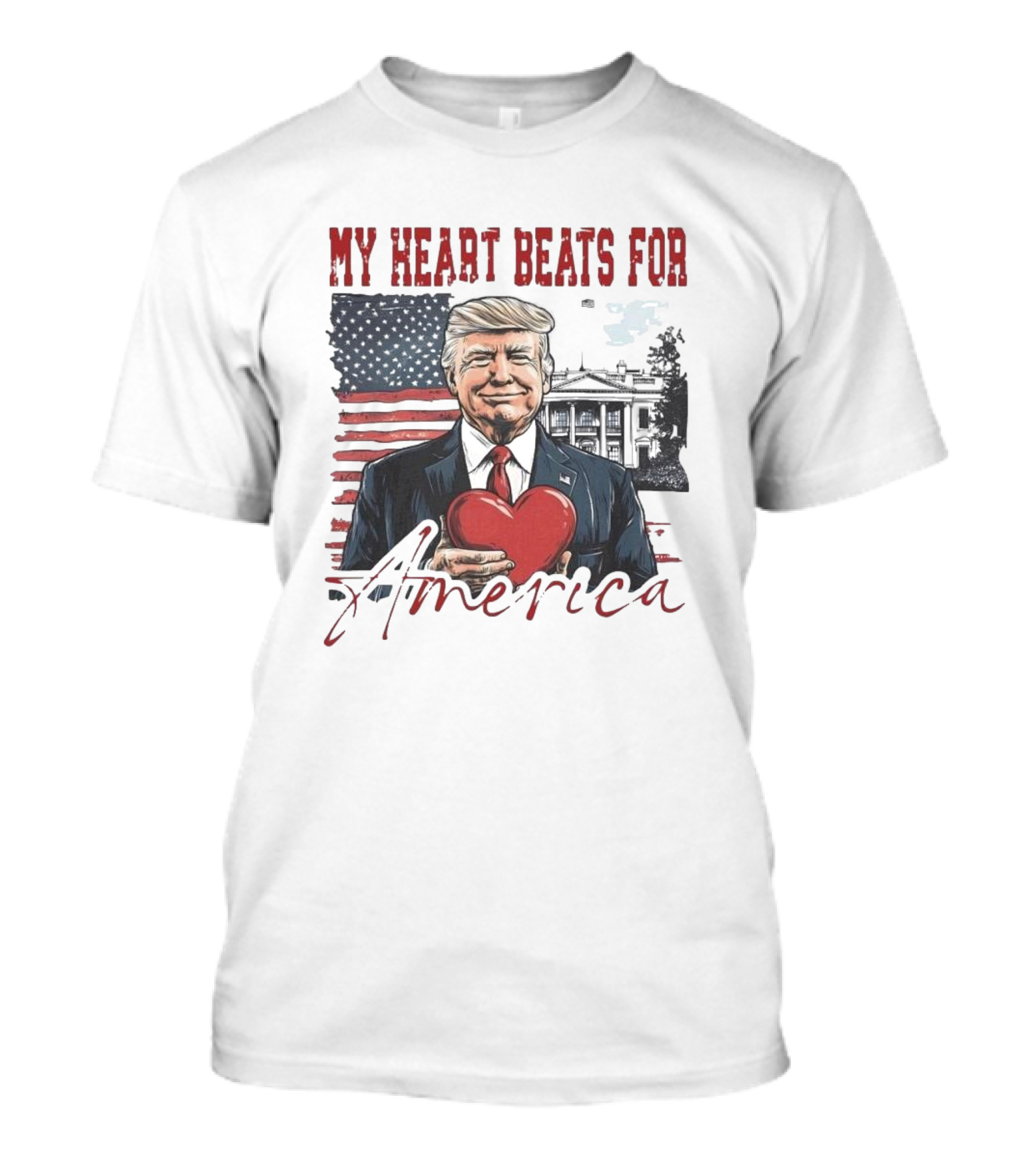My Heart Beats For America Valentine Trump 2025 T-Shirt
