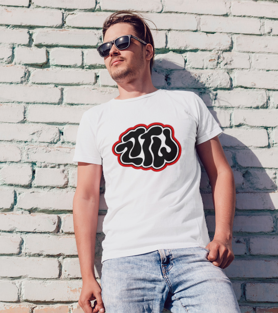 Zttw Green Logo Psychedelic Style Outline T-Shirt