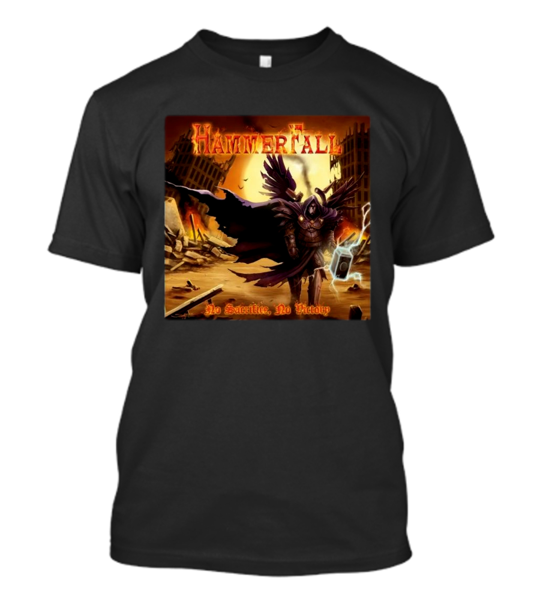 Hammerfall No Sacrifice No Victory 7th March 2025 Warrior And Hammer In Post-Apocalyptic Ruins T-Shirt