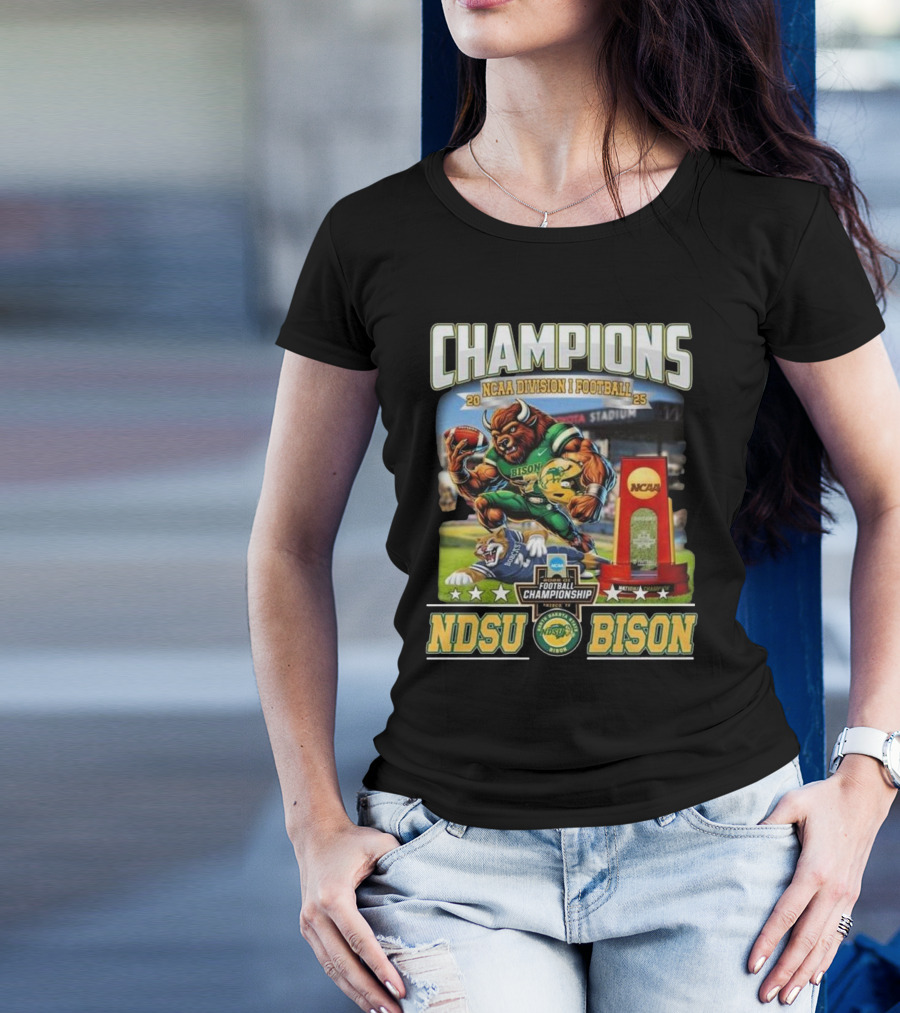 CHAMPIONS NCAA Division I Football 2025 NDSU Bison Football Championship T-Shirt