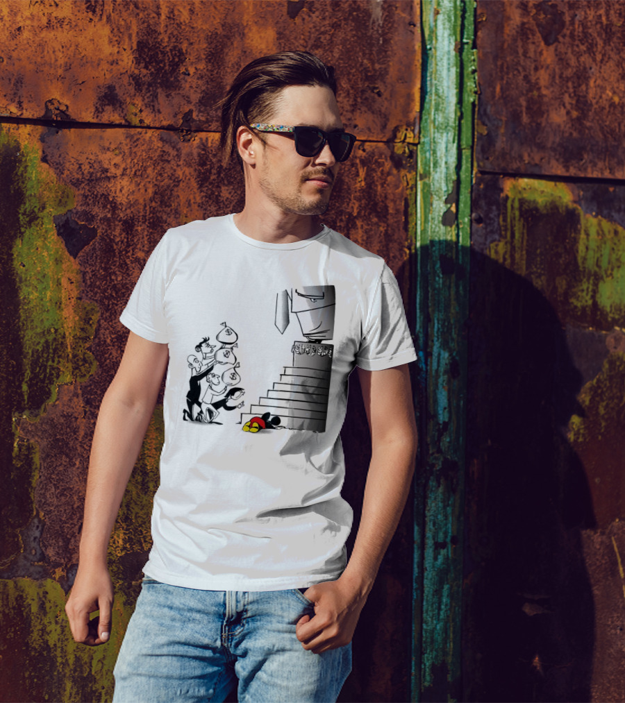 Newspaper Cartoon Economic Commentary Symbolic Imagery Money Hierarchy T-Shirt