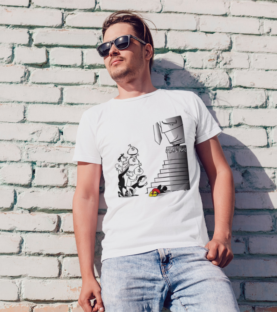 Newspaper Cartoon Economic Commentary Symbolic Imagery Money Hierarchy T-Shirt