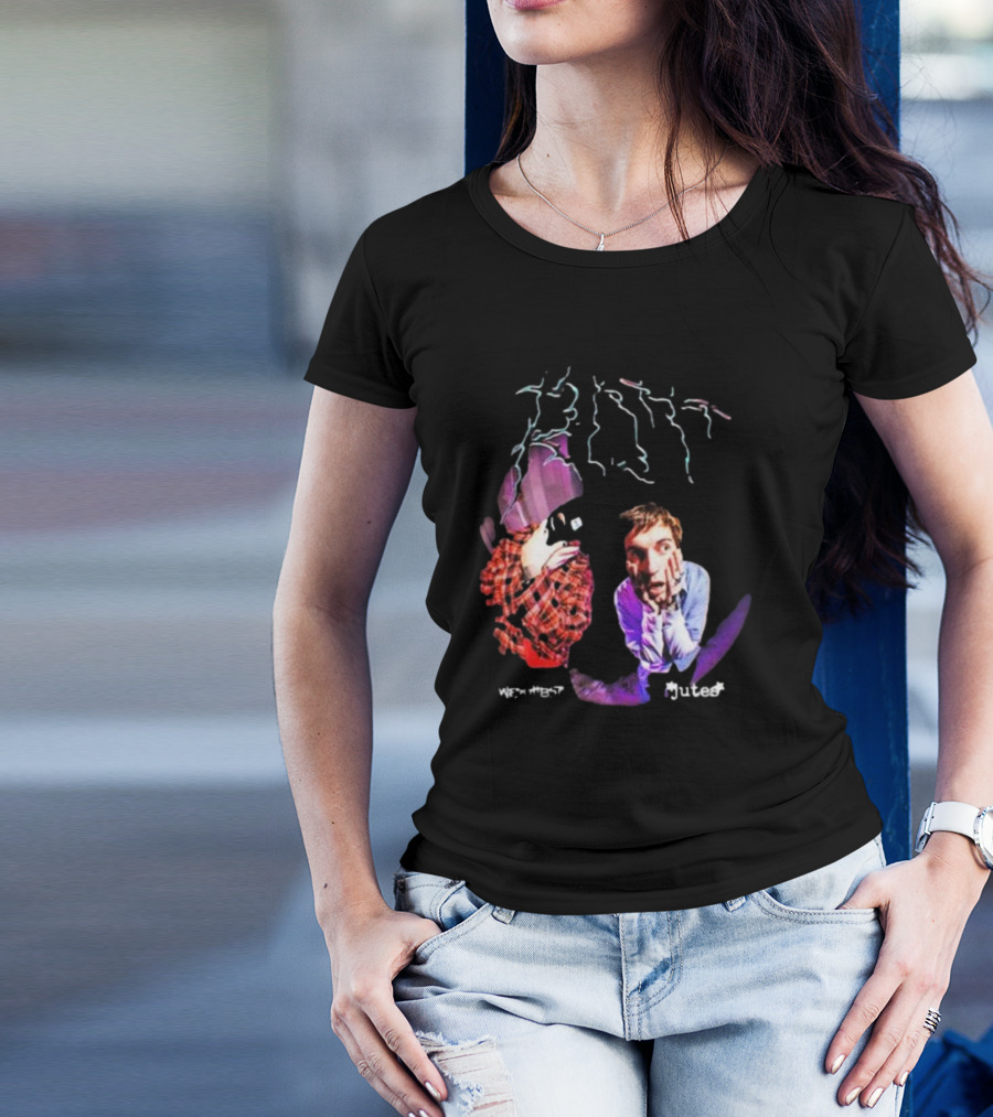 Wesghost Jutes Rot Distorted Faces Plaid Shirt Purple T-Shirt