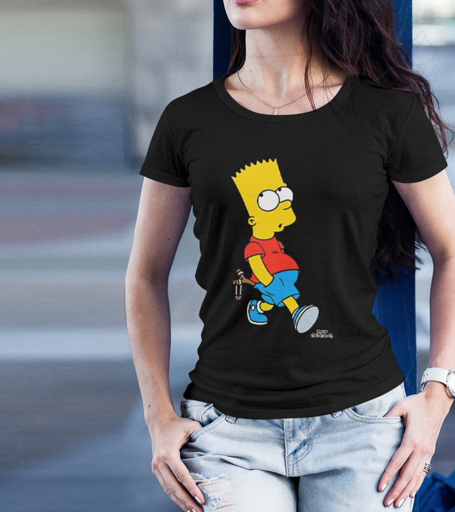 0th Century The Simpsons Bart Simpson With Slingshot Drawing T-Shirt