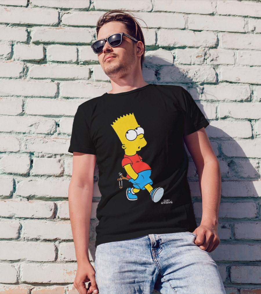 0th Century The Simpsons Bart Simpson With Slingshot Drawing T-Shirt