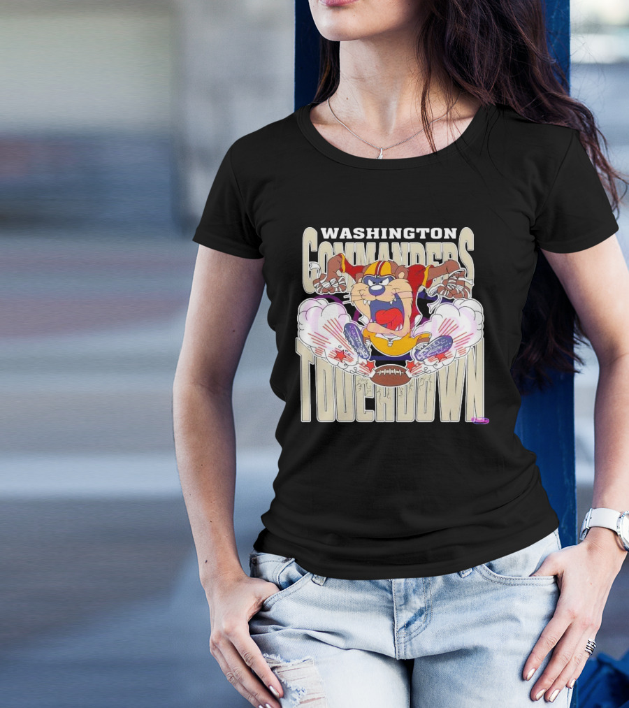 Washington Commanders Touchdown NFL Tasmanian Devil Sports Graphic 2025 T-Shirt