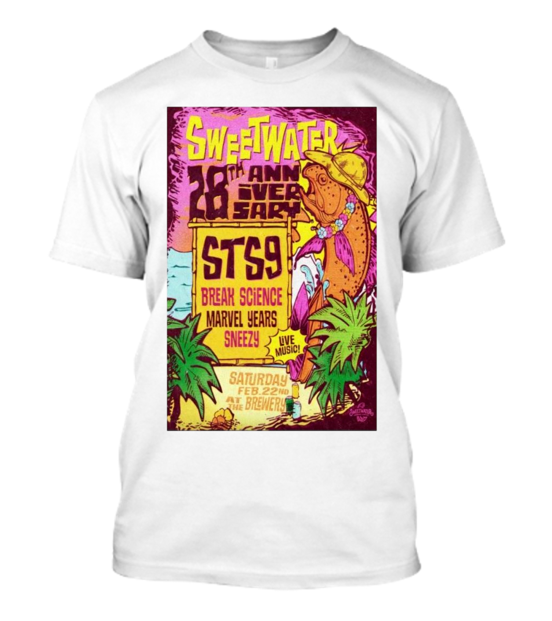 SweetWater 28th Anniversary Atlanta Feb 22 2025 Featuring STS9 Break Science Marvel Years Sneezy Live Music T-Shirt