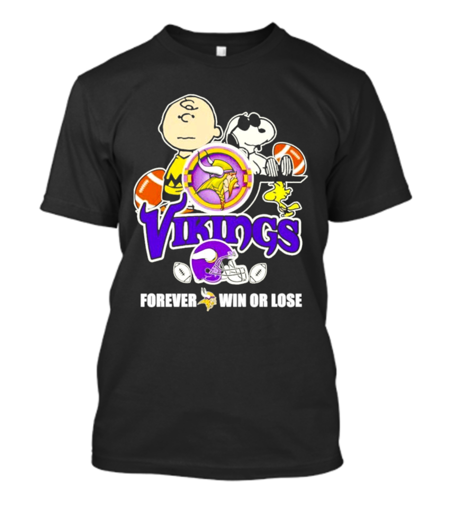 Charlie Brown Snoopy Vikings Forever Win Or Lose Minnesota Football T-Shirt