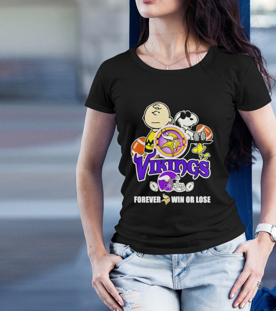 Charlie Brown Snoopy Vikings Forever Win Or Lose Minnesota Football T-Shirt