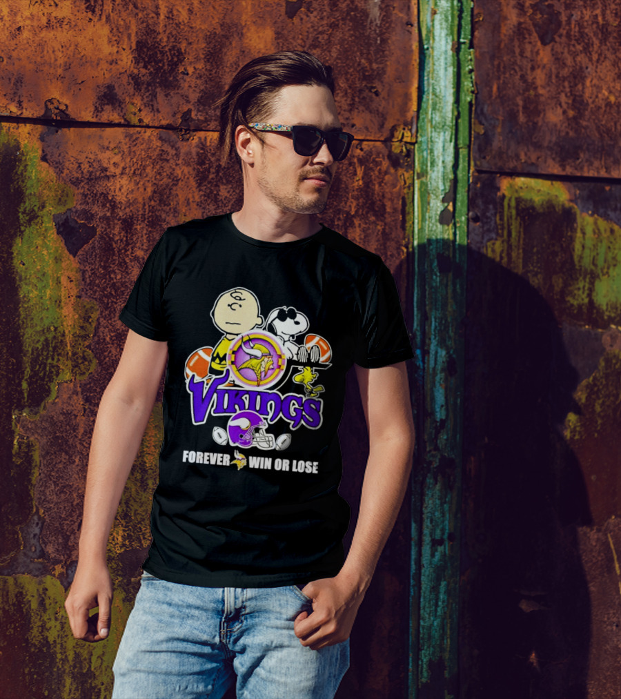 Charlie Brown Snoopy Vikings Forever Win Or Lose Minnesota Football T-Shirt