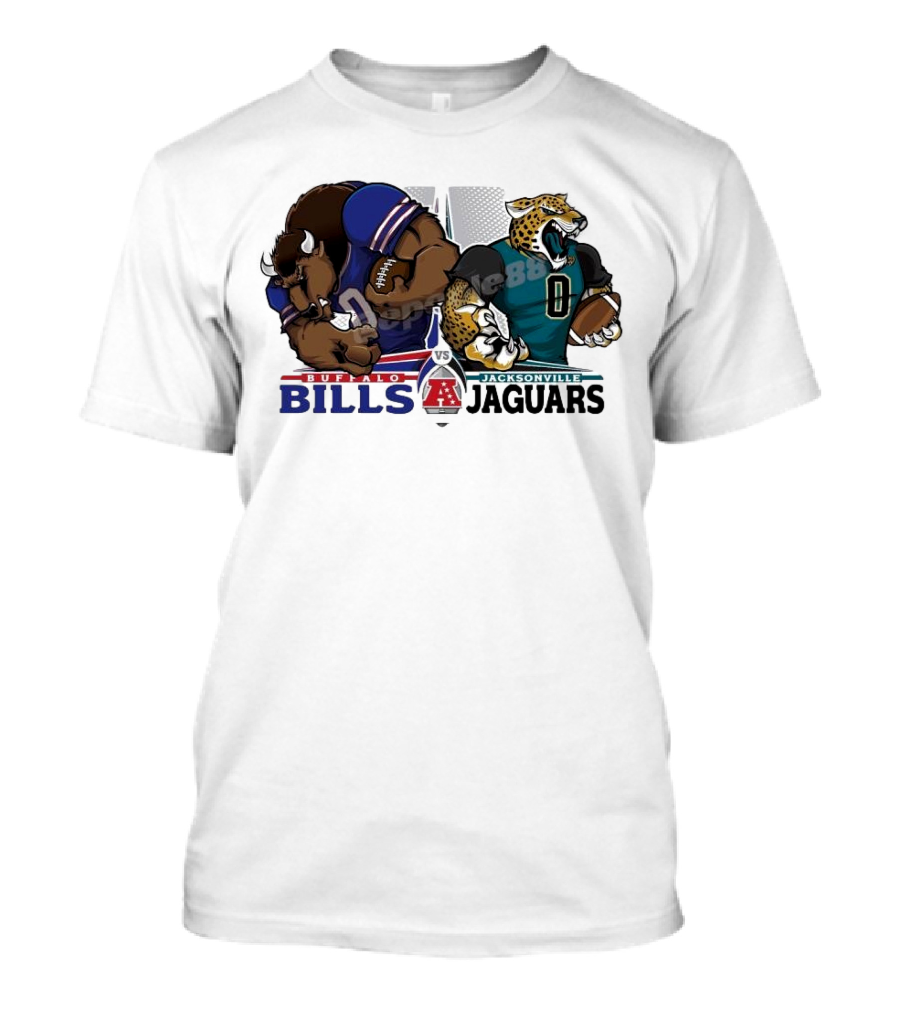 Buffalo Bills Vs Jacksonville Jaguars AFC Wild Card NFL Playoffs Mascot Showdown T-Shirt