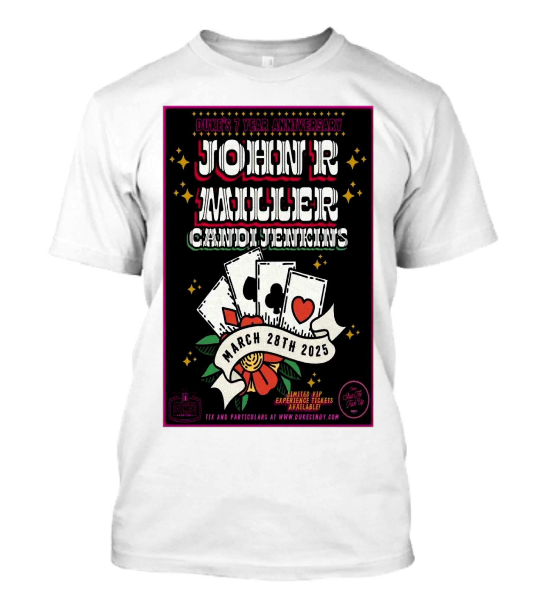 Duke’s 7 Year Anniversary John R Miller And Candi Jenkins March 28th 2025 Indy Experience Indianapolis T-Shirt
