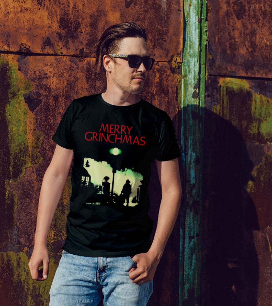 Merry Grinchmas Grinch X The Exorcist Silhouette Scene T-Shirt