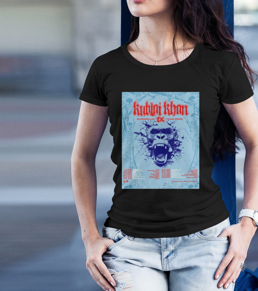 Kublai Khan TX Europe UK Tour 2025 Scream Poster With Dates T-Shirt