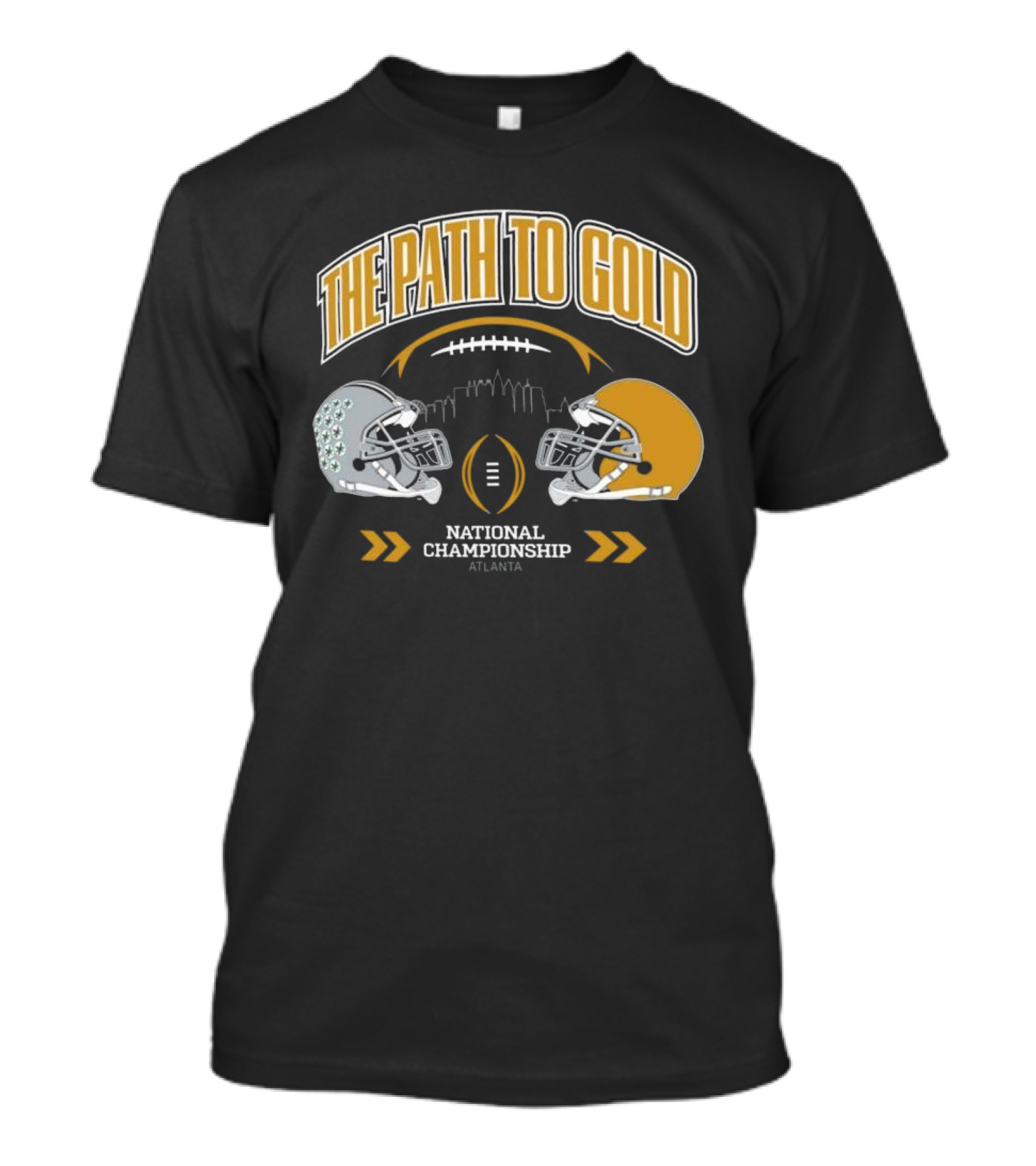 Ohio State Buckeyes The Path To Gold National Championship 2025 Atlanta Football Helmets Clash T-Shirt