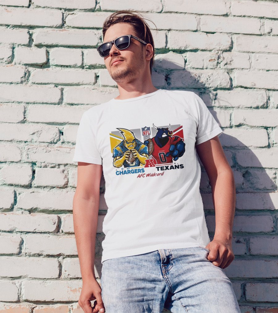 Los Angeles Chargers Vs Houston Texans NFL Playoffs AFC Wild Card Matchup Mascot Showdown T-Shirt