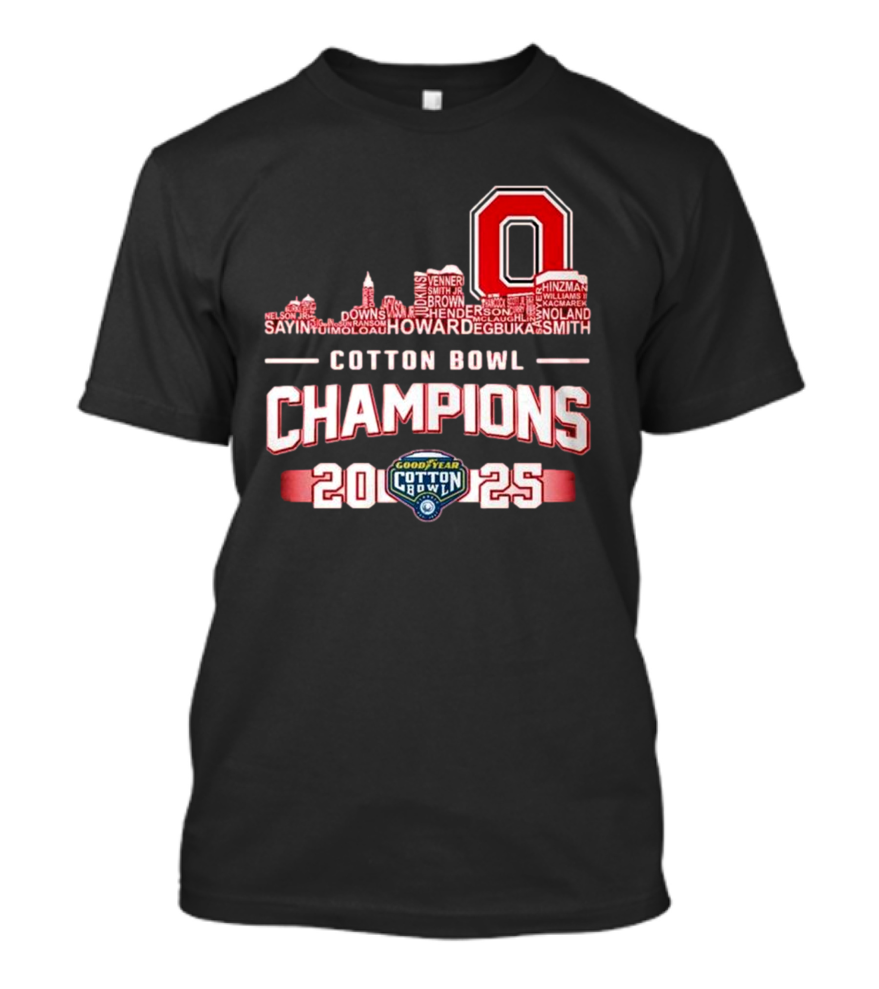 Ohio State Buckeyes 2025 Cotton Bowl Champions Skyline Names Goodyear T-Shirt