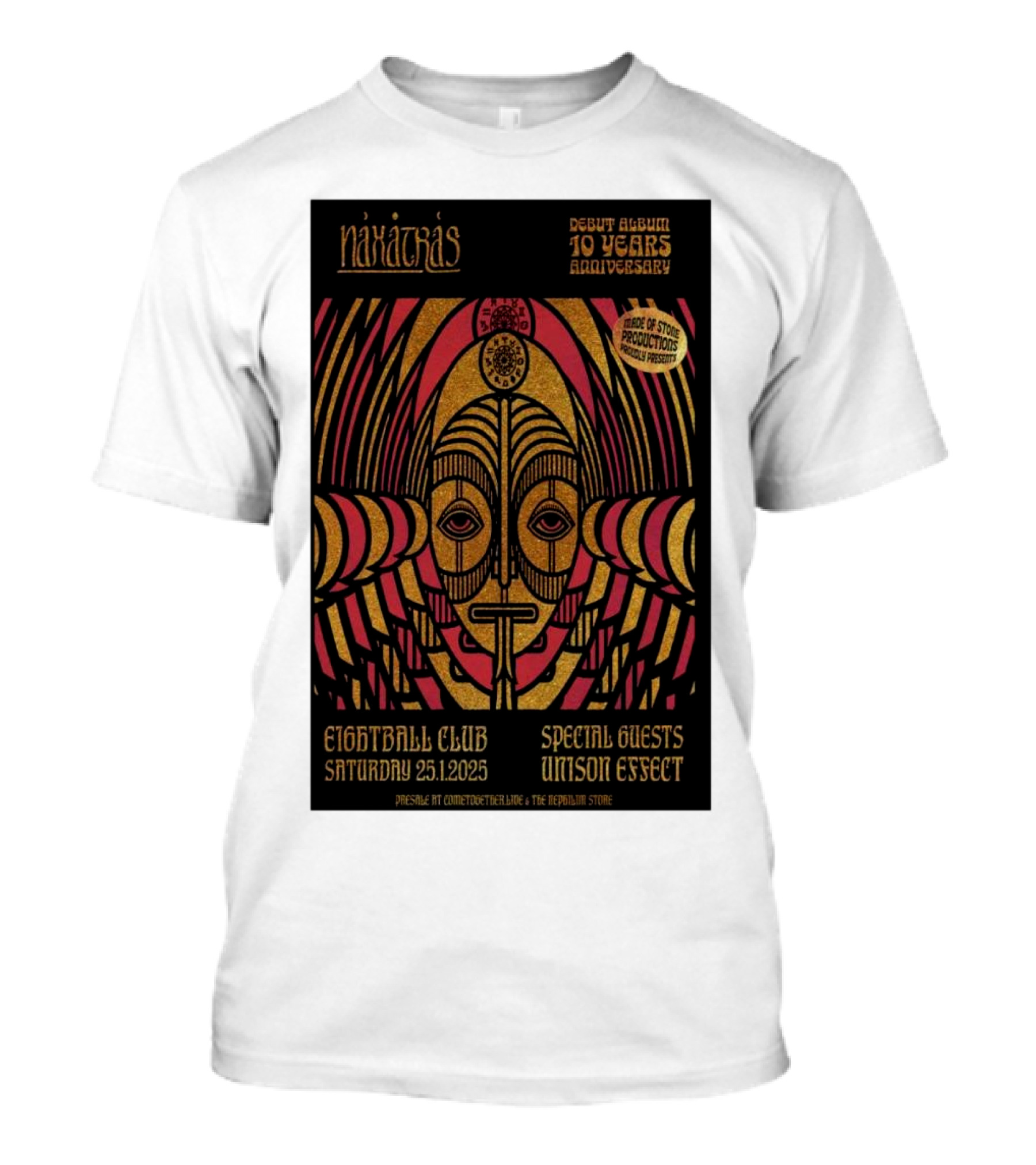 Naxatras Eightball Club Greece January 2025 Tour With Special Guests Unison Effect 10 Years Anniversary T-Shirt