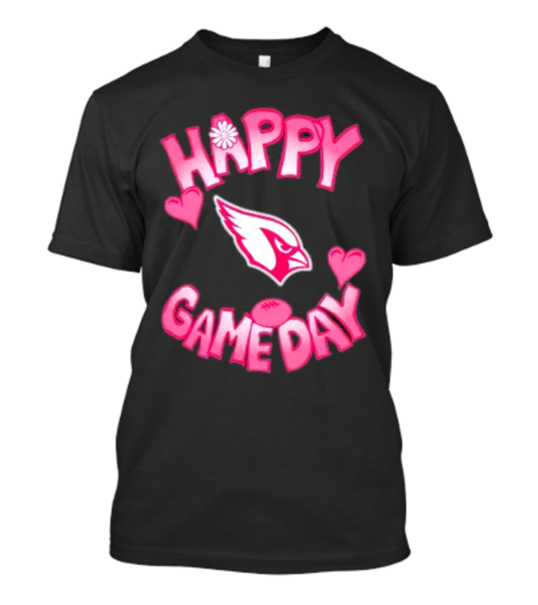 Valentine’s Day Arizona Cardinals Happy Gameday 2025 With Hearts And Football T-Shirt