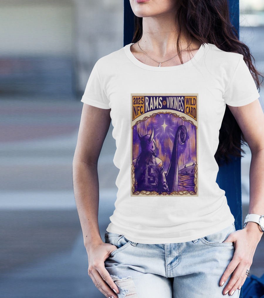 2025 NFC Rams Vs Vikings Wild Card Viking Figure In Boat T-Shirt