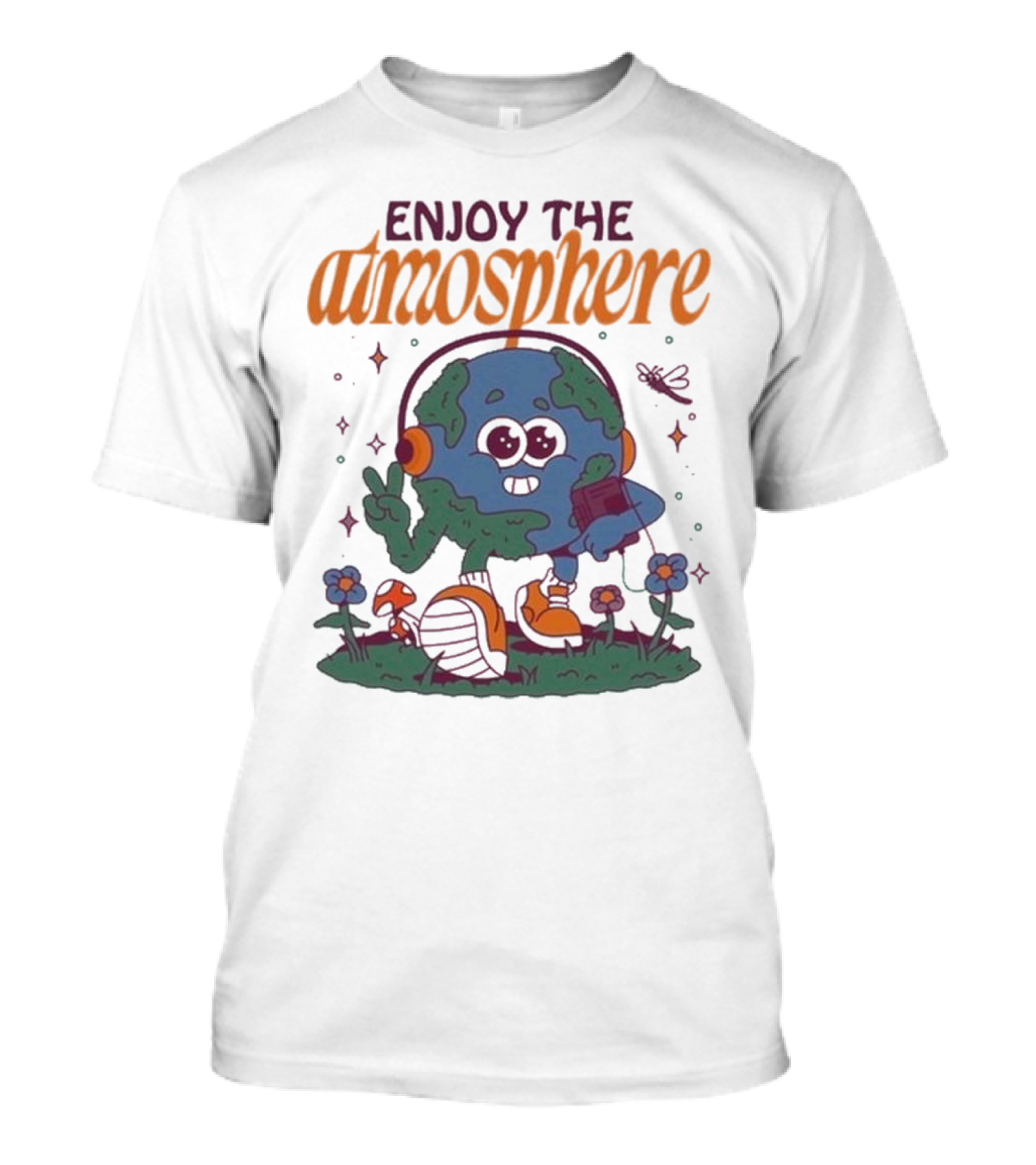 ENJOY THE ATMOSPHERE Planet Earth Listening To Music T-Shirt