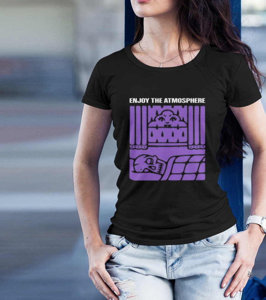 Enjoy The Atmosphere Skull In Bed Purple Curtains T-Shirt