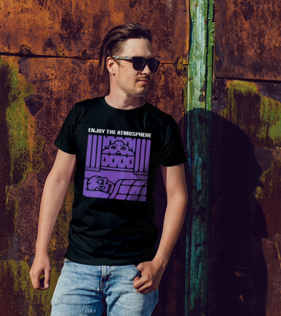 Enjoy The Atmosphere Skull In Bed Purple Curtains T-Shirt