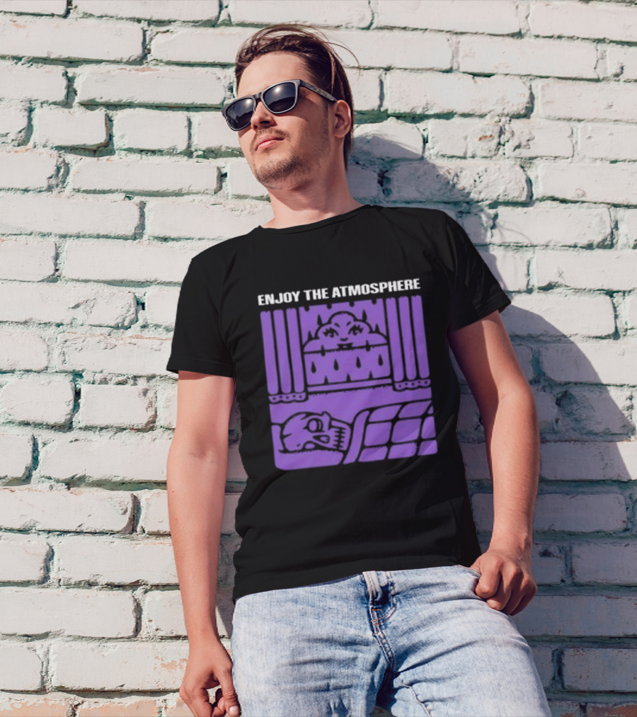 Enjoy The Atmosphere Skull In Bed Purple Curtains T-Shirt