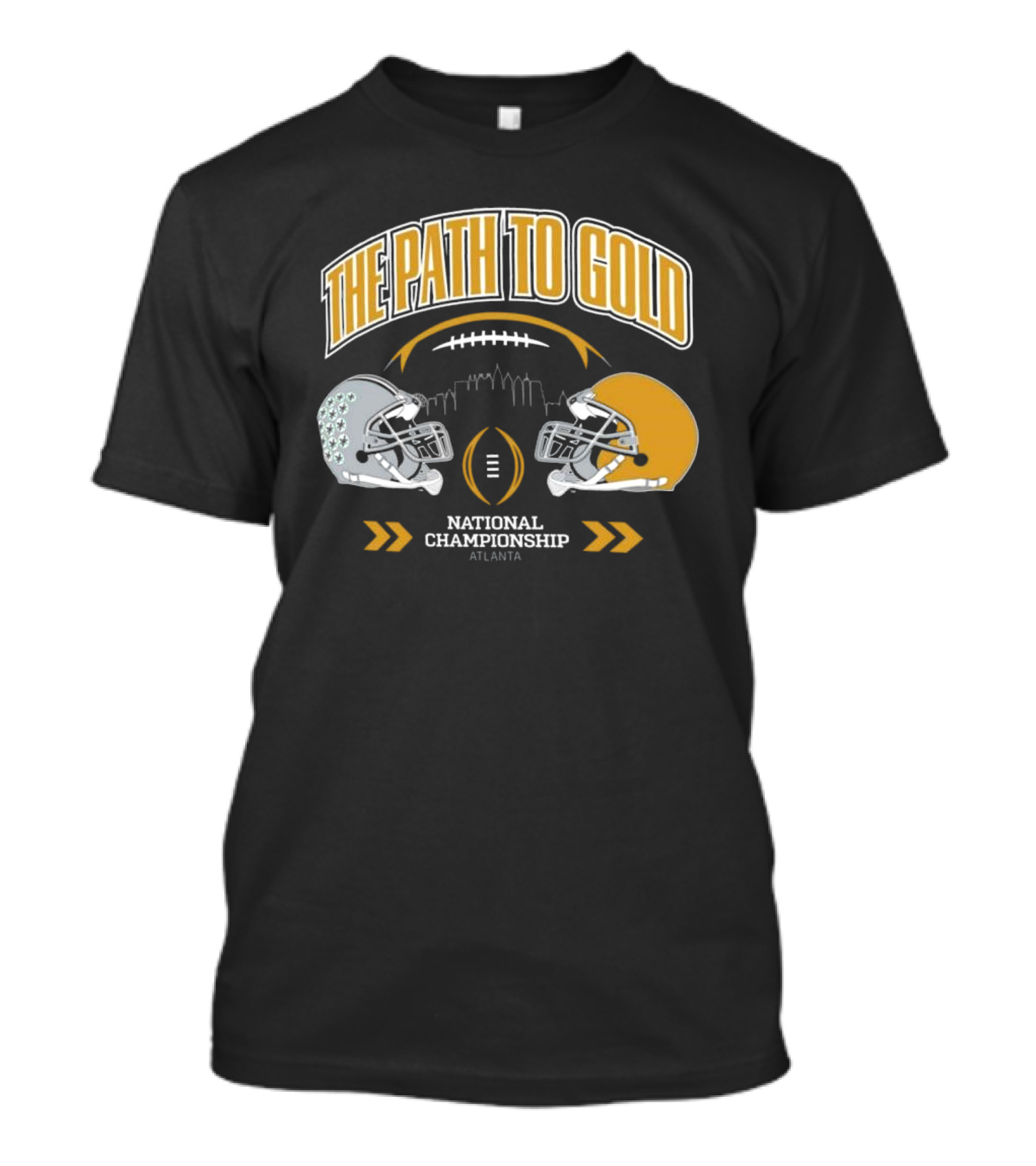 The Path To Gold Ohio State Buckeyes National Championship 2025 Atlanta Football Helmets T-Shirt
